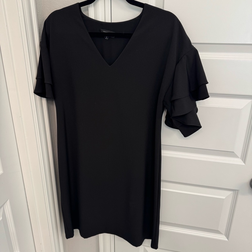 Tahari Black Ruffle Sleeve Dress